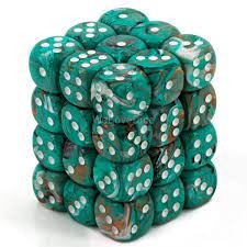 Marble Oxi-Copper/White 12mm D6 (36 Dice)